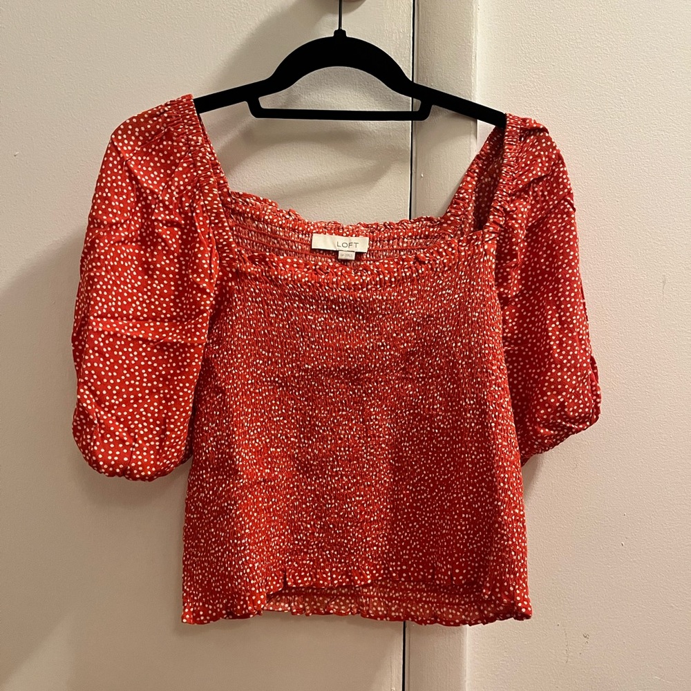 Red polka dot top